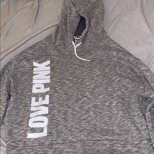 gray cropped hoodie from the store pink